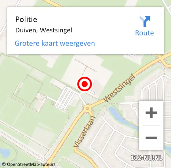 Locatie op kaart van de 112 melding: Politie Duiven, Westsingel op 11 november 2021 15:11