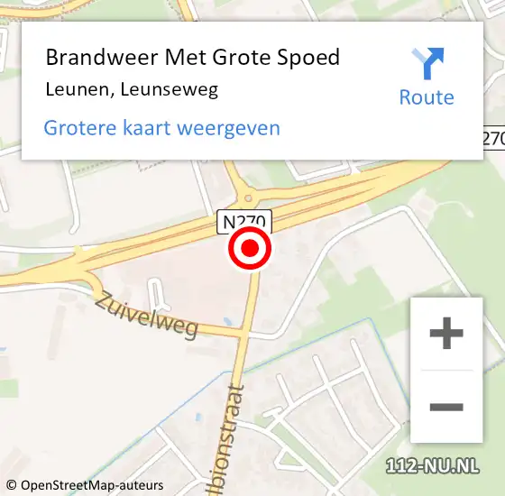 Locatie op kaart van de 112 melding: Brandweer Met Grote Spoed Naar Leunen, Leunseweg op 11 november 2021 15:24