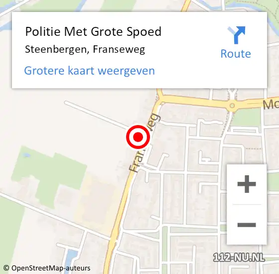 Locatie op kaart van de 112 melding: Politie Met Grote Spoed Naar Steenbergen, Franseweg op 11 november 2021 15:24