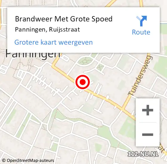 Locatie op kaart van de 112 melding: Brandweer Met Grote Spoed Naar Panningen, Ruijsstraat op 11 november 2021 15:26