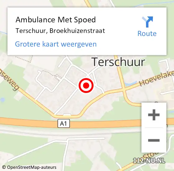 Locatie op kaart van de 112 melding: Ambulance Met Spoed Naar Terschuur, Broekhuizenstraat op 11 november 2021 16:05