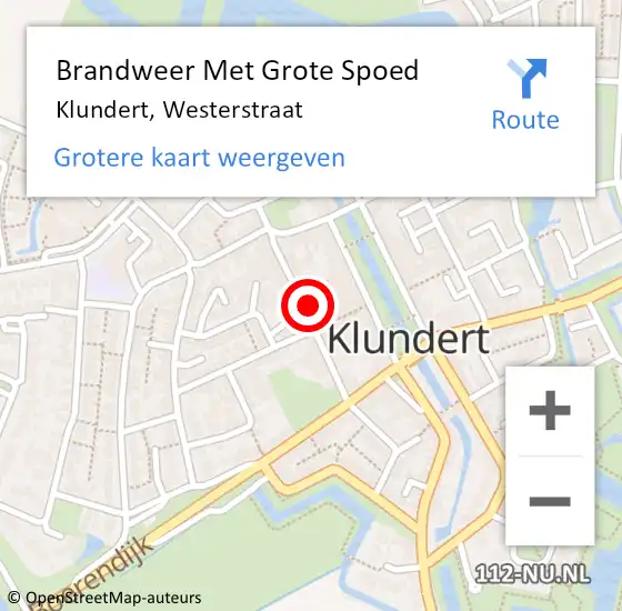 Locatie op kaart van de 112 melding: Brandweer Met Grote Spoed Naar Klundert, Westerstraat op 11 november 2021 16:06