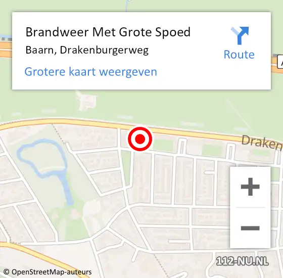 Locatie op kaart van de 112 melding: Brandweer Met Grote Spoed Naar Baarn, Drakenburgerweg op 11 november 2021 16:16