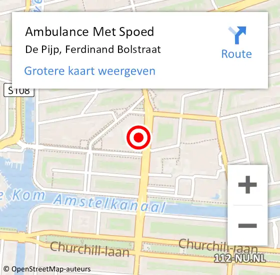 Locatie op kaart van de 112 melding: Ambulance Met Spoed Naar De Pijp, Ferdinand Bolstraat op 28 juni 2014 23:39