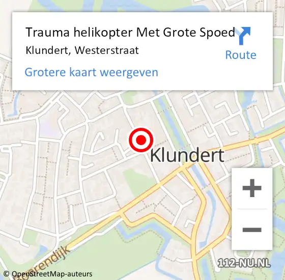 Locatie op kaart van de 112 melding: Trauma helikopter Met Grote Spoed Naar Klundert, Westerstraat op 11 november 2021 16:18