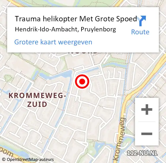 Locatie op kaart van de 112 melding: Trauma helikopter Met Grote Spoed Naar Hendrik-Ido-Ambacht, Pruylenborg op 11 november 2021 16:27