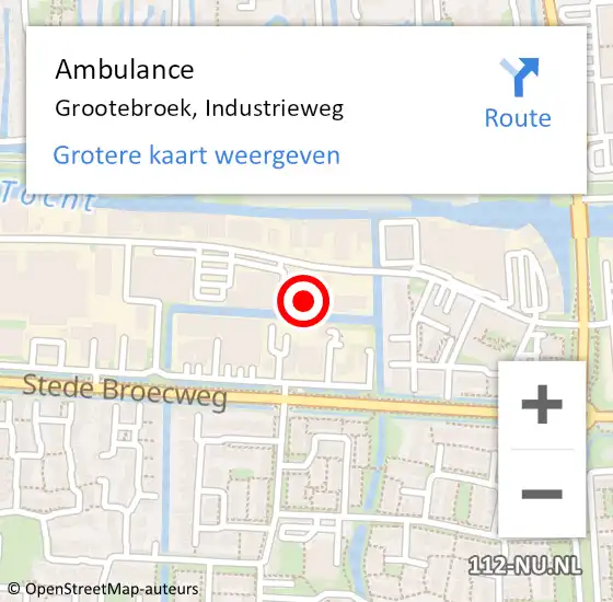 Locatie op kaart van de 112 melding: Ambulance Grootebroek, Industrieweg op 11 november 2021 16:47