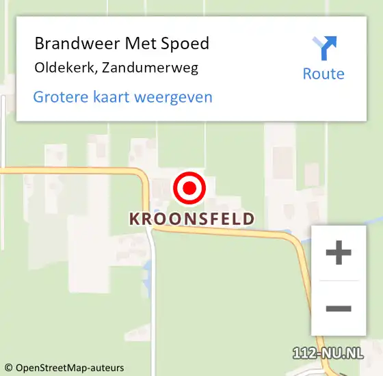 Locatie op kaart van de 112 melding: Brandweer Met Spoed Naar Oldekerk, Zandumerweg op 11 november 2021 17:03