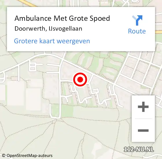 Locatie op kaart van de 112 melding: Ambulance Met Grote Spoed Naar Doorwerth, IJsvogellaan op 11 november 2021 17:11