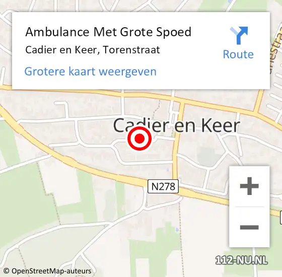 Locatie op kaart van de 112 melding: Ambulance Met Grote Spoed Naar Cadier en Keer, Torenstraat op 28 juni 2014 23:54