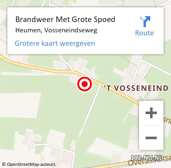 Locatie op kaart van de 112 melding: Brandweer Met Grote Spoed Naar Heumen, Vosseneindseweg op 11 november 2021 17:44