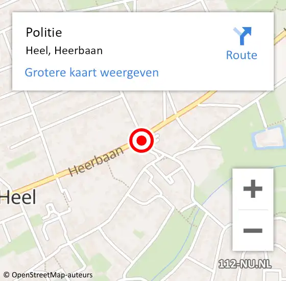 Locatie op kaart van de 112 melding: Politie Heel, Heerbaan op 11 november 2021 17:57