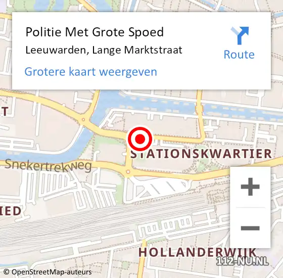 Locatie op kaart van de 112 melding: Politie Met Grote Spoed Naar Leeuwarden, Lange Marktstraat op 11 november 2021 18:06