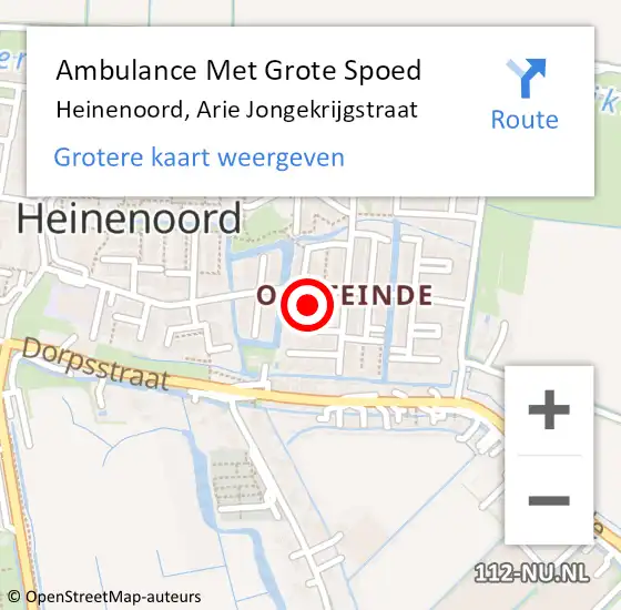 Locatie op kaart van de 112 melding: Ambulance Met Grote Spoed Naar Heinenoord, Arie Jongekrijgstraat op 11 november 2021 18:14