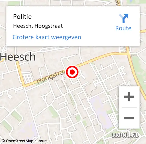 Locatie op kaart van de 112 melding: Politie Heesch, Hoogstraat op 11 november 2021 18:18