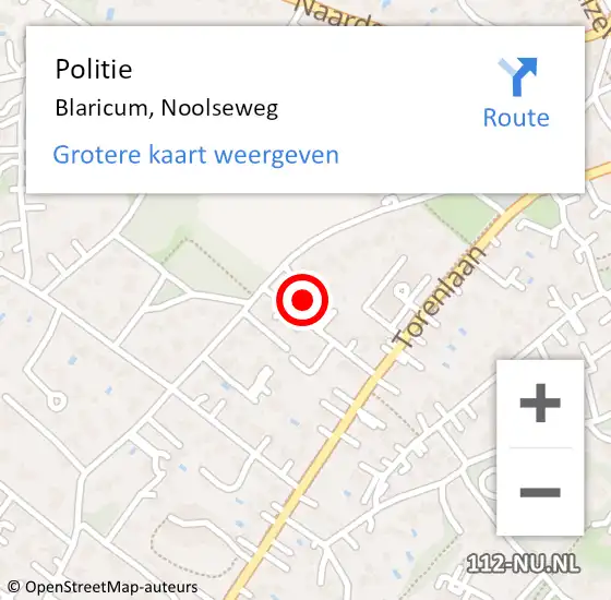 Locatie op kaart van de 112 melding: Politie Blaricum, Noolseweg op 11 november 2021 18:23