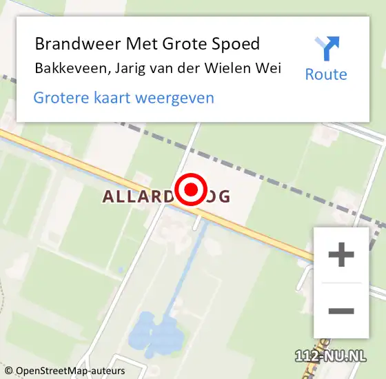 Locatie op kaart van de 112 melding: Brandweer Met Grote Spoed Naar Bakkeveen, Jarig van der Wielen Wei op 11 november 2021 18:40