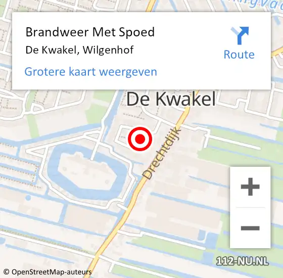 Locatie op kaart van de 112 melding: Brandweer Met Spoed Naar De Kwakel, Wilgenhof op 11 november 2021 19:04