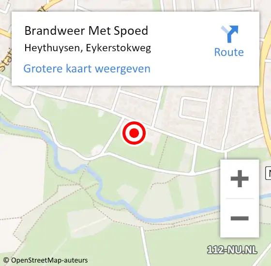 Locatie op kaart van de 112 melding: Brandweer Met Spoed Naar Heythuysen, Eykerstokweg op 11 november 2021 19:05