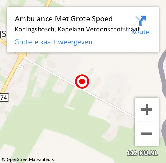 Locatie op kaart van de 112 melding: Ambulance Met Grote Spoed Naar Koningsbosch, Kapelaan Verdonschotstraat op 11 november 2021 19:09