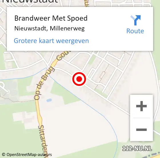 Locatie op kaart van de 112 melding: Brandweer Met Spoed Naar Nieuwstadt, Millenerweg op 11 november 2021 19:20