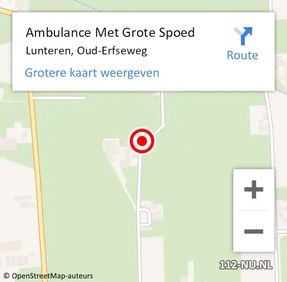 Locatie op kaart van de 112 melding: Ambulance Met Grote Spoed Naar Lunteren, Oud-Erfseweg op 11 november 2021 19:21