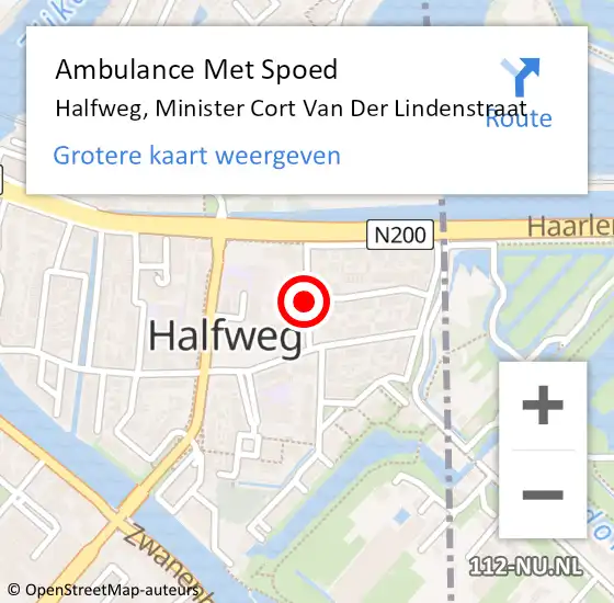 Locatie op kaart van de 112 melding: Ambulance Met Spoed Naar Halfweg, Minister Cort van der Lindenstraat op 11 november 2021 19:25