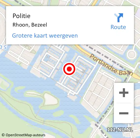 Locatie op kaart van de 112 melding: Politie Rhoon, Bezeel op 11 november 2021 19:39