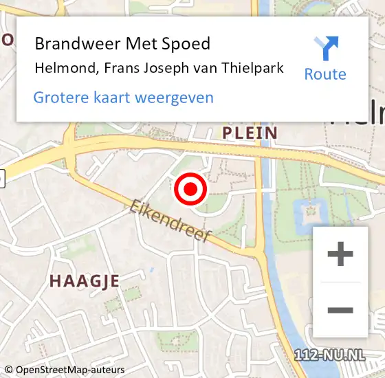 Locatie op kaart van de 112 melding: Brandweer Met Spoed Naar Helmond, Frans Joseph van Thielpark op 11 november 2021 20:56