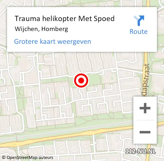 Locatie op kaart van de 112 melding: Trauma helikopter Met Spoed Naar Wijchen, Homberg op 11 november 2021 21:08