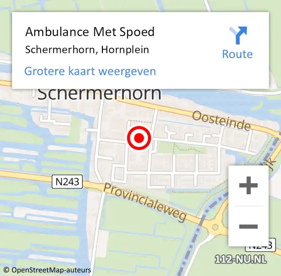 Locatie op kaart van de 112 melding: Ambulance Met Spoed Naar Schermerhorn, Hornplein op 6 oktober 2013 16:53