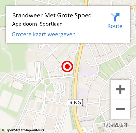 Locatie op kaart van de 112 melding: Brandweer Met Grote Spoed Naar Apeldoorn, Sportlaan op 11 november 2021 21:43