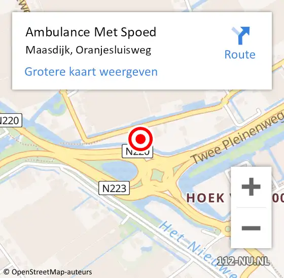 Locatie op kaart van de 112 melding: Ambulance Met Spoed Naar Maasdijk, Oranjesluisweg op 11 november 2021 22:47