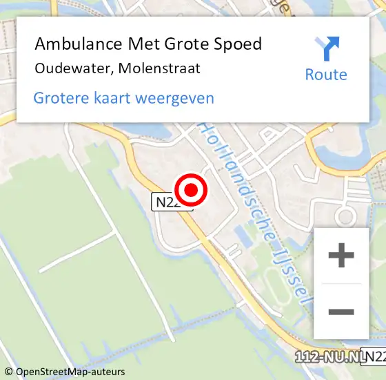 Locatie op kaart van de 112 melding: Ambulance Met Grote Spoed Naar Oudewater, Molenstraat op 11 november 2021 23:21