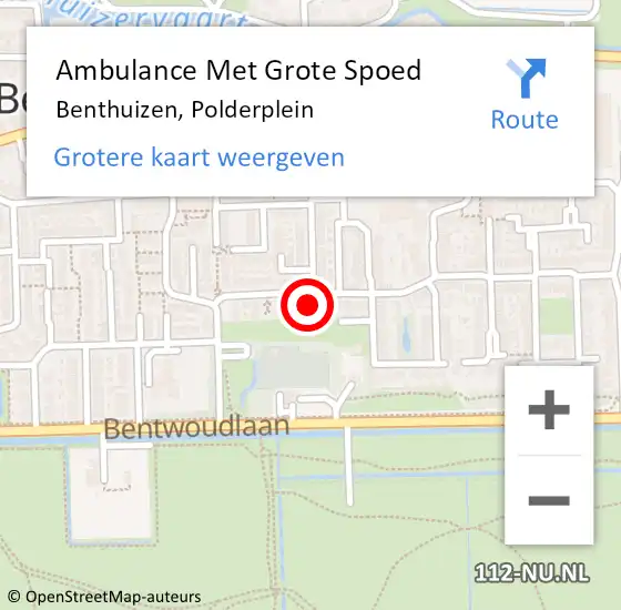 Locatie op kaart van de 112 melding: Ambulance Met Grote Spoed Naar Benthuizen, Polderplein op 11 november 2021 23:23