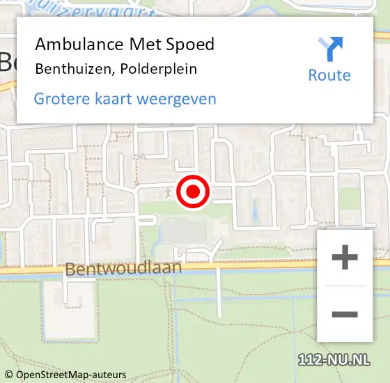 Locatie op kaart van de 112 melding: Ambulance Met Spoed Naar Benthuizen, Polderplein op 11 november 2021 23:25