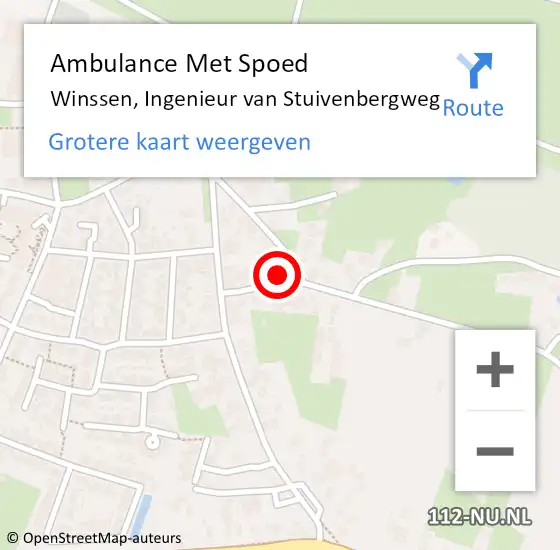 Locatie op kaart van de 112 melding: Ambulance Met Spoed Naar Winssen, Ingenieur van Stuivenbergweg op 12 november 2021 00:24