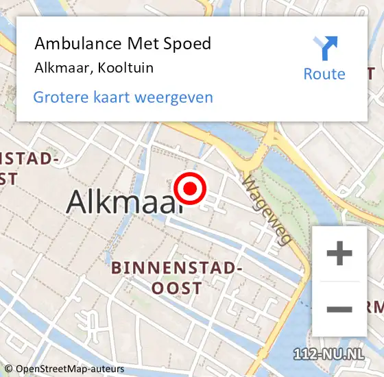 Locatie op kaart van de 112 melding: Ambulance Met Spoed Naar Alkmaar, Kooltuin op 12 november 2021 00:28