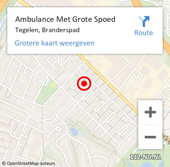 Locatie op kaart van de 112 melding: Ambulance Met Grote Spoed Naar Tegelen, Branderspad op 29 juni 2014 00:45