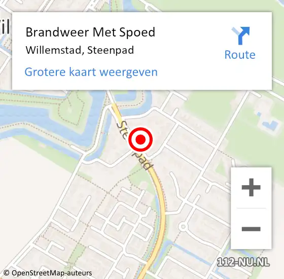 Locatie op kaart van de 112 melding: Brandweer Met Spoed Naar Willemstad, Steenpad op 12 november 2021 01:52