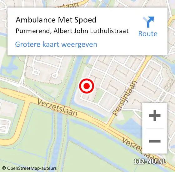 Locatie op kaart van de 112 melding: Ambulance Met Spoed Naar Purmerend, Albert John Luthulistraat op 12 november 2021 01:57