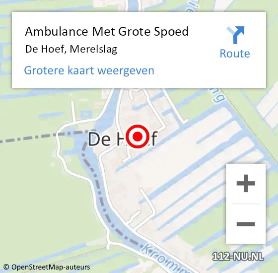 Locatie op kaart van de 112 melding: Ambulance Met Grote Spoed Naar De Hoef, Merelslag op 12 november 2021 04:07