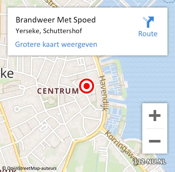 Locatie op kaart van de 112 melding: Brandweer Met Spoed Naar Yerseke, Schuttershof op 12 november 2021 05:12