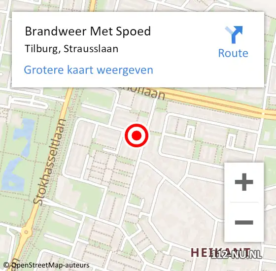 Locatie op kaart van de 112 melding: Brandweer Met Spoed Naar Tilburg, Strausslaan op 12 november 2021 06:36