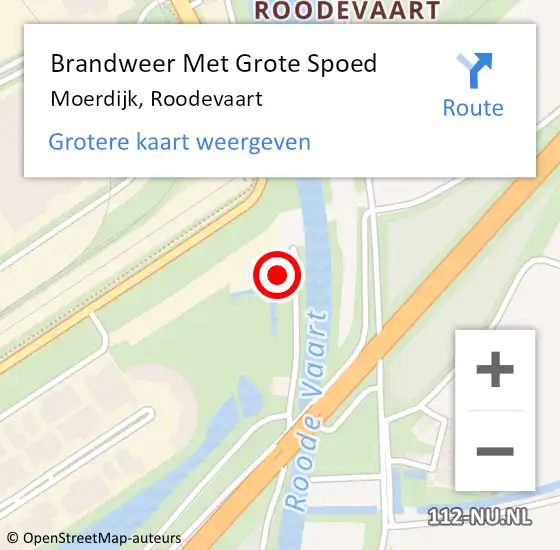 Locatie op kaart van de 112 melding: Brandweer Met Grote Spoed Naar Moerdijk, Roodevaart op 12 november 2021 06:38