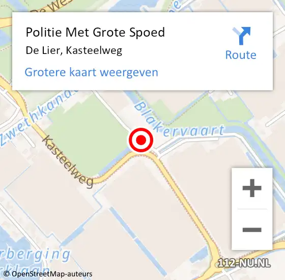 Locatie op kaart van de 112 melding: Politie Met Grote Spoed Naar De Lier, Kasteelweg op 12 november 2021 06:49