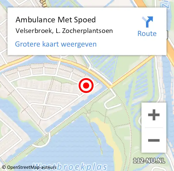 Locatie op kaart van de 112 melding: Ambulance Met Spoed Naar Velserbroek, L. Zocherplantsoen op 12 november 2021 06:59