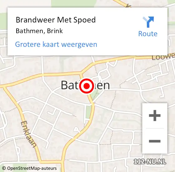 Locatie op kaart van de 112 melding: Brandweer Met Spoed Naar Bathmen, Brink op 12 november 2021 07:11