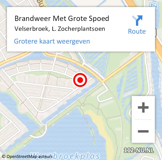 Locatie op kaart van de 112 melding: Brandweer Met Grote Spoed Naar Velserbroek, L. Zocherplantsoen op 12 november 2021 07:17