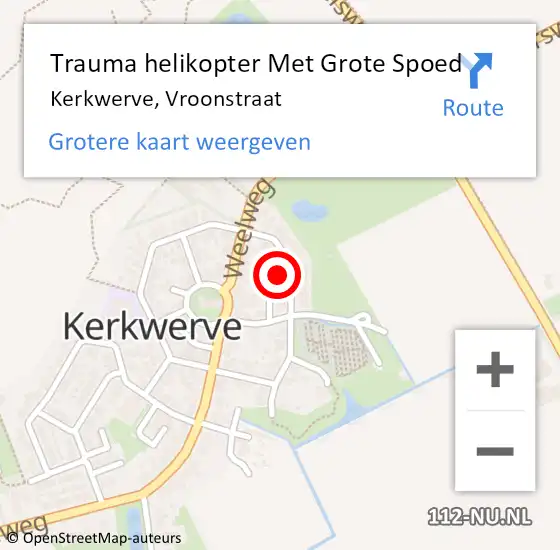 Locatie op kaart van de 112 melding: Trauma helikopter Met Grote Spoed Naar Kerkwerve, Vroonstraat op 12 november 2021 07:28